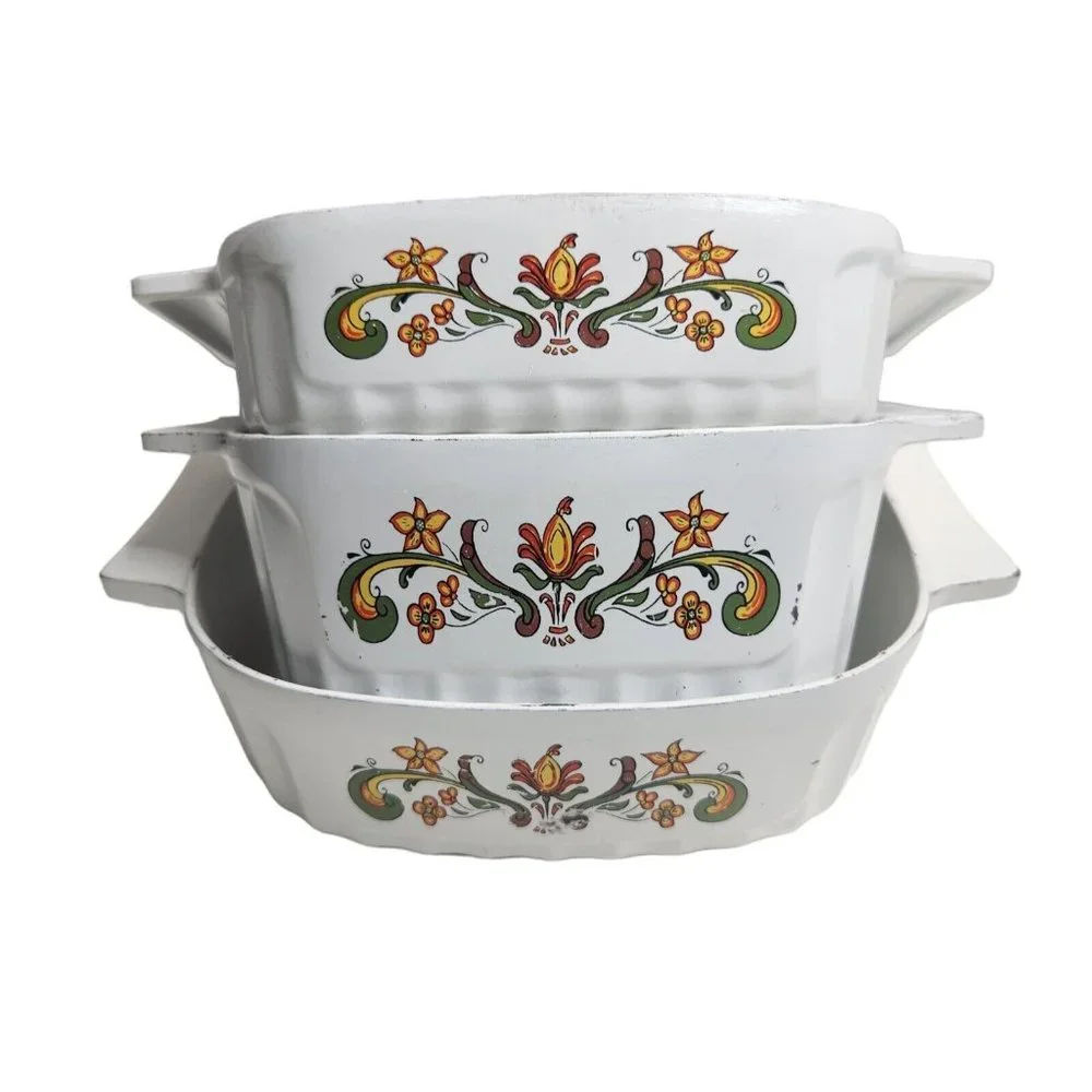 Vintage 3-Piece Nordic Ware Cast Bake Ware Casserole 2 Qt Bundt 1 1/2 Qt 1 Qt